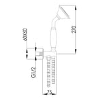 Shower Handset with Wall Outlet and Hose Technical Drawing