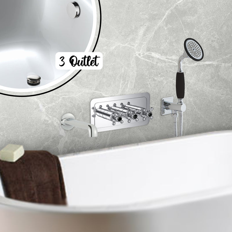 Sophisticated Wall Outlet Shower Handset - Modern Black and Chrome Design