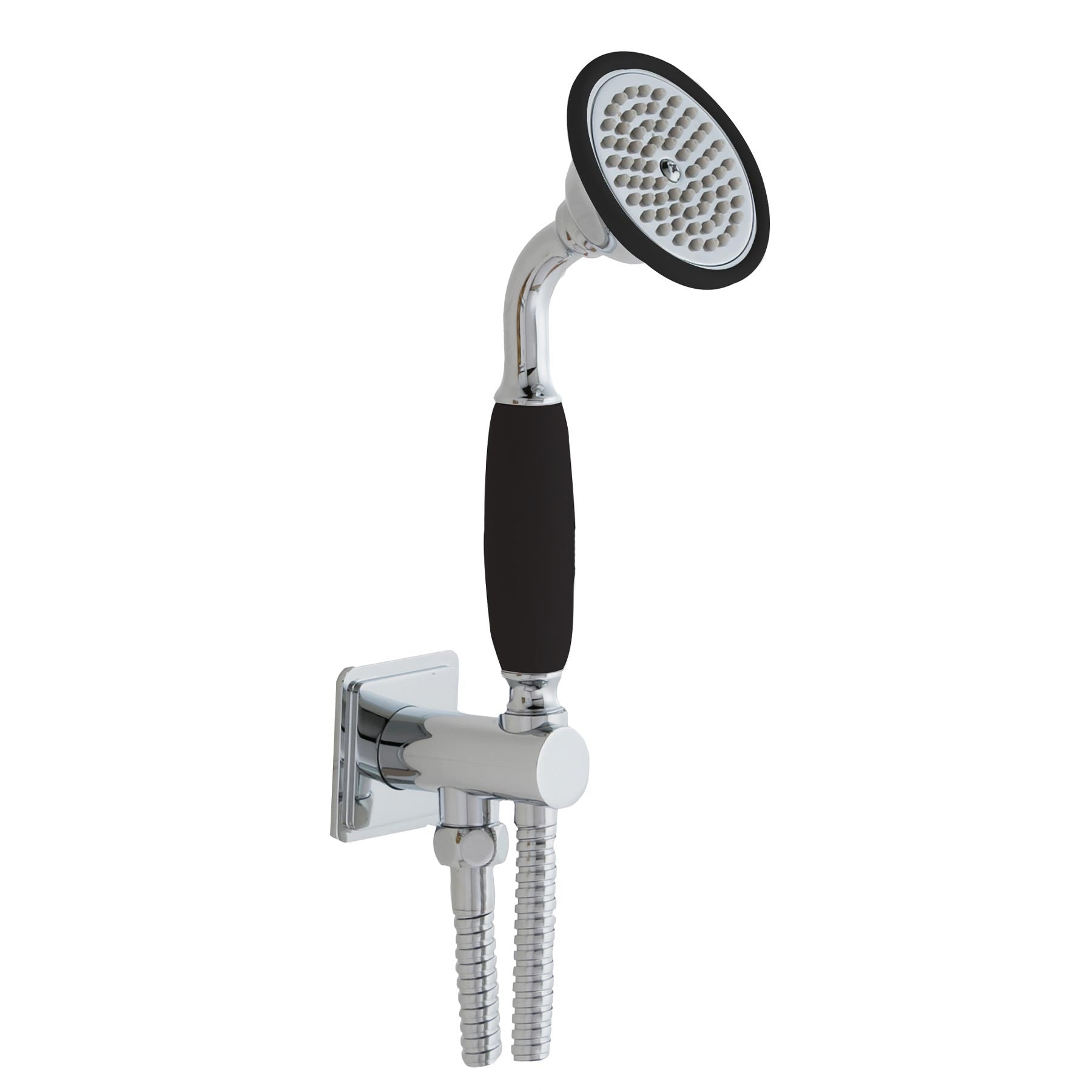 Traditional Wall Outlet Shower Handset - Modern Black and Chrome Design Secondary image