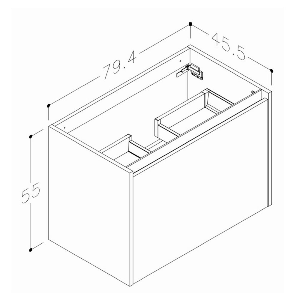 unit Wall Mounted with Internal Draw Technical Drawing