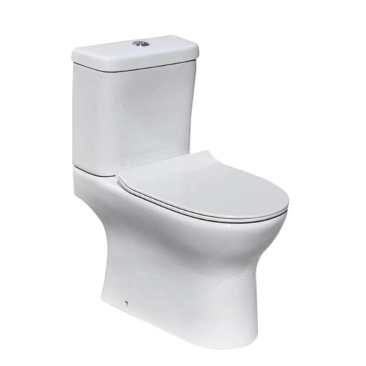 Rimless Close Coupled Back to Wall Toilet with Soft Close Seat Cover