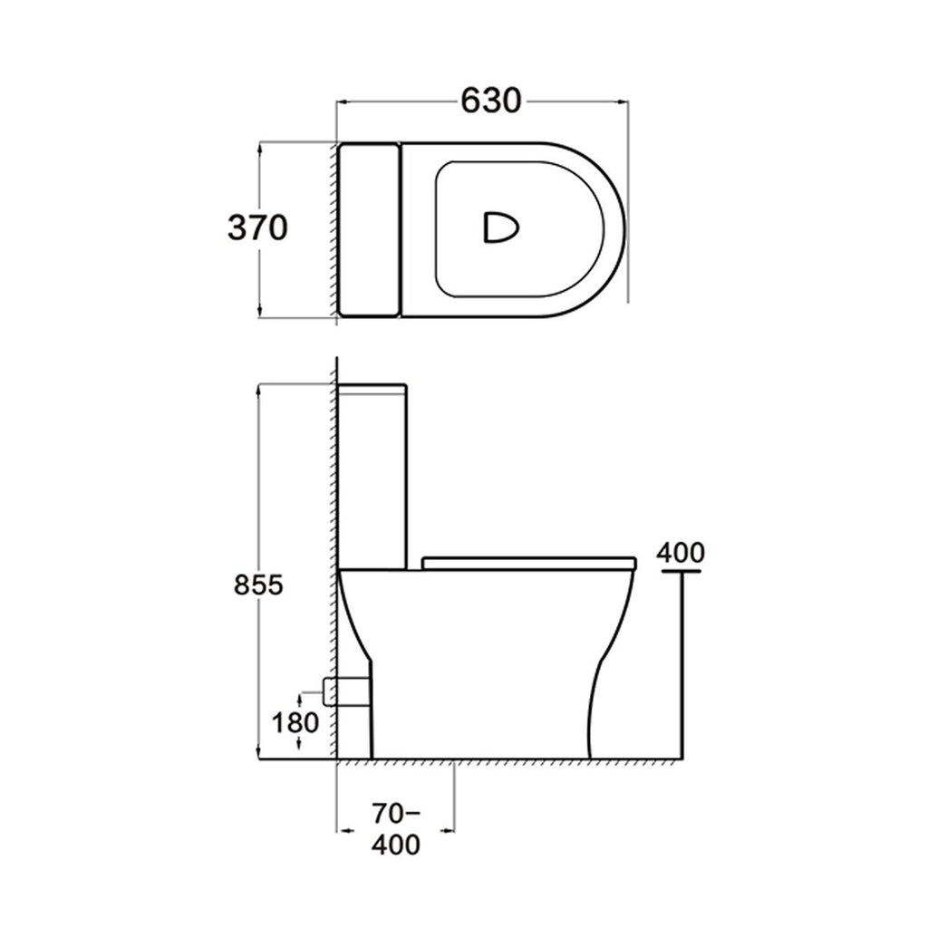 Classic Rimless Close Coupled Toilet with Soft Close Seat Cover