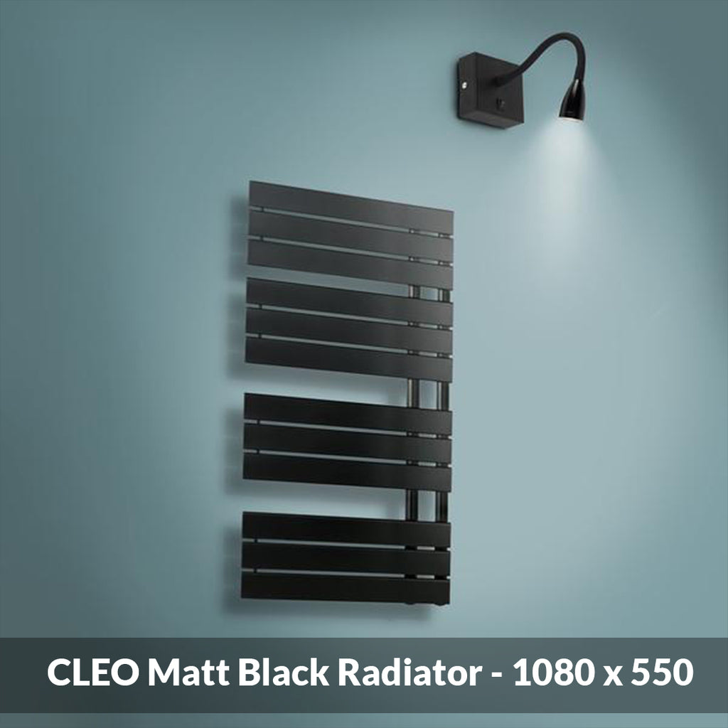 CLEO Flat Panel Towel Radiator 1080 X 550 - Matt Black