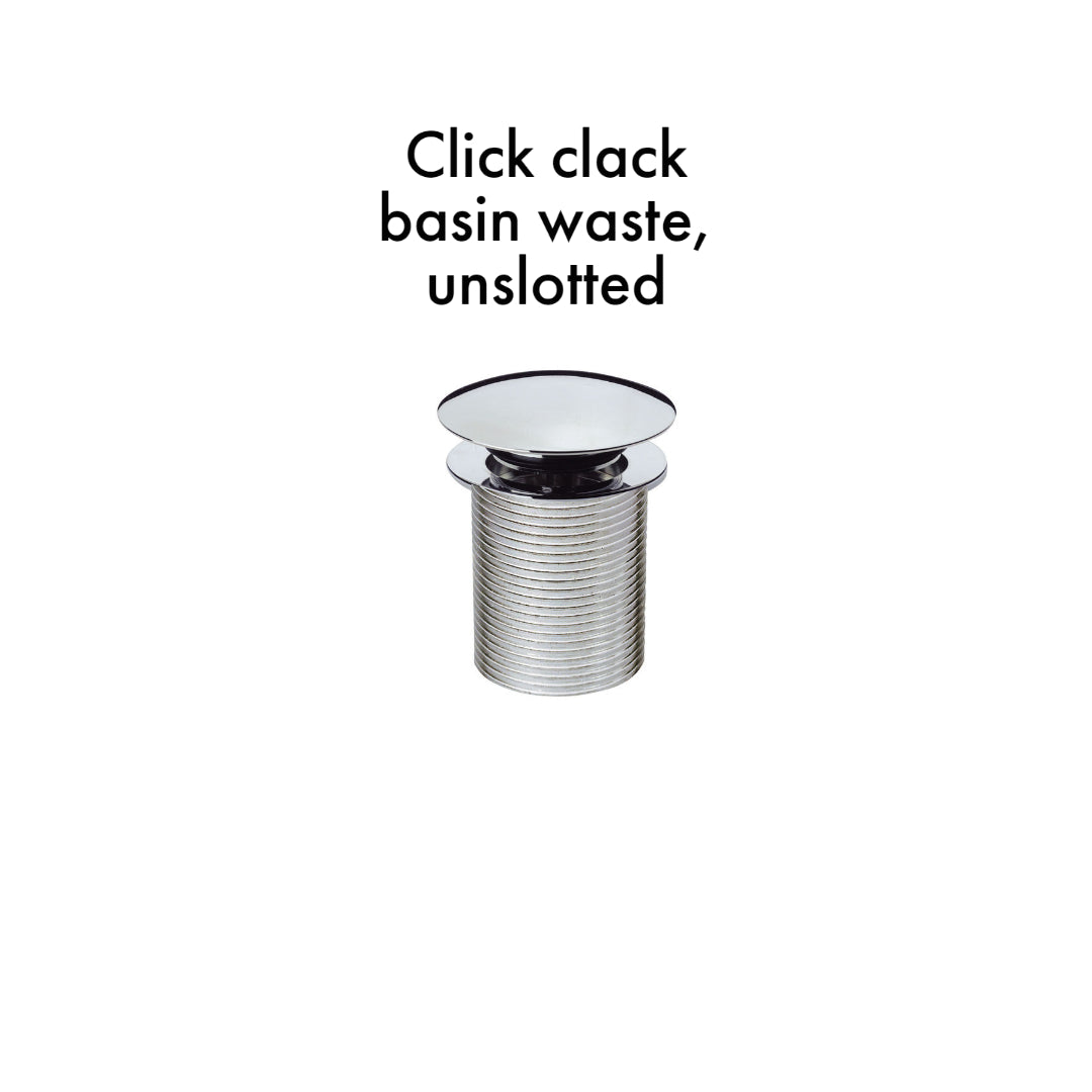 Click Clack Basin Waste, Unslotted - Chrome Finish
