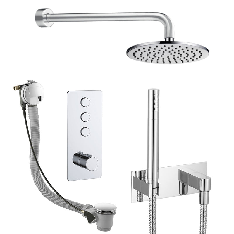 Concealed Thermostatic Mixer Shower Set with Overflow Bath Filler