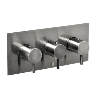 Two Outlet Thermostatic Shower Valve, Horizontal - Brushed Black Secondary image
