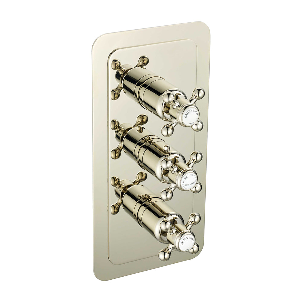 Concealed Thermostatic Shower Valve Vertical brushed nickel Main image
