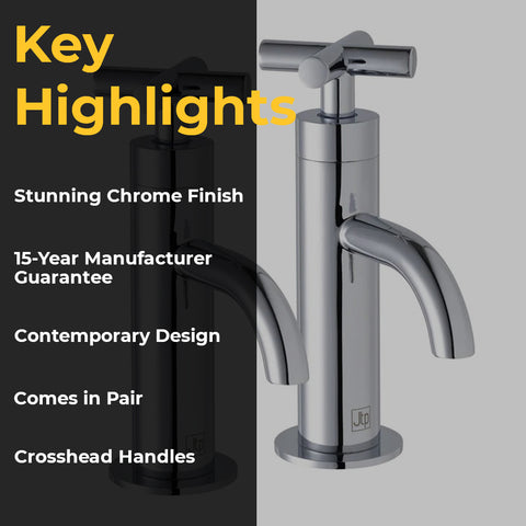 Wash Basin Pillar Tap with Precise Responsive Controls, Made from solid brass and finished in Chrome - Tapron