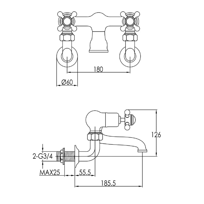 luxury bathroom taps technical drawings - Tapron