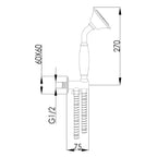 Cross Shower Handset Technical Drawing