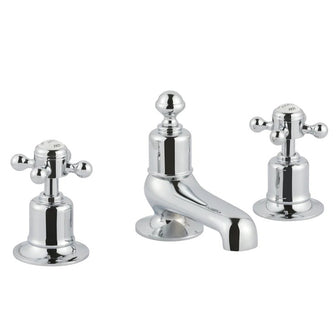 Traditional Deck Mounted 3 Hole Basin Mixer Tap with Long Nose Spout Secondary image