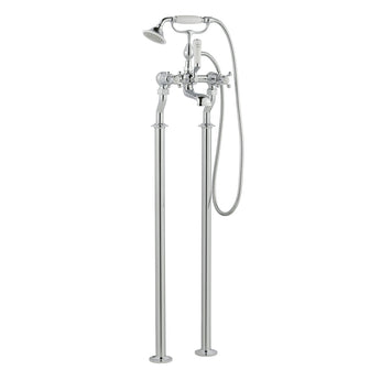 crosshead floorstanding bath mixer which provides a shower handset and connecting hose - Tapron Main image