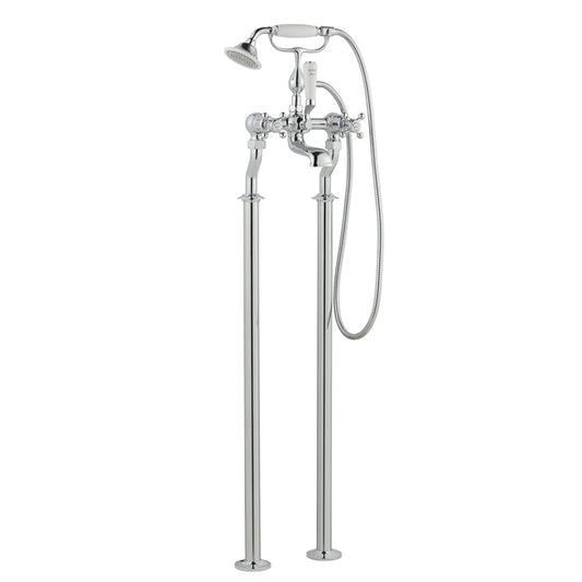 Traditional Freestanding Bath Shower Mixer Tap with Kit – Chrome