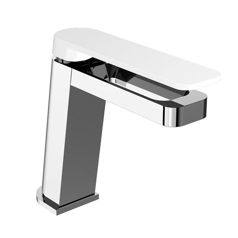 Deck Mounted Basin Tap with Matt White Handle