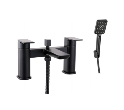 Matt-Black Dual-Control Bath Mixer Tap with Shower Kit Secondary image