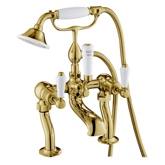 Deck Mounted Bath Shower Mixer with Kit, MP 0.5. Swivelling spout, smooth diverters, and luxurious telephonic-shaped shower handset with hose 1800