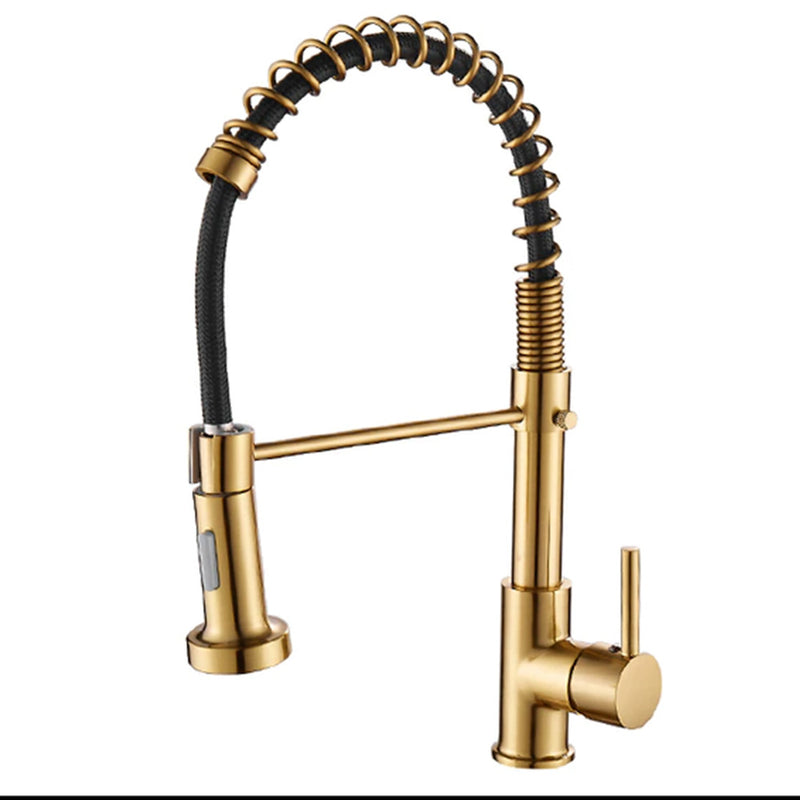 Gold Kitchen Tap with Pull Out - tapron