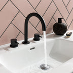 Matt Black 3 Hole Deck Mounted Mono Basin Mixer Tap-Tapron
