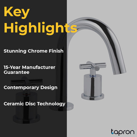 3 Hole Deck Mounted Basin Mixer Tap - Tapron