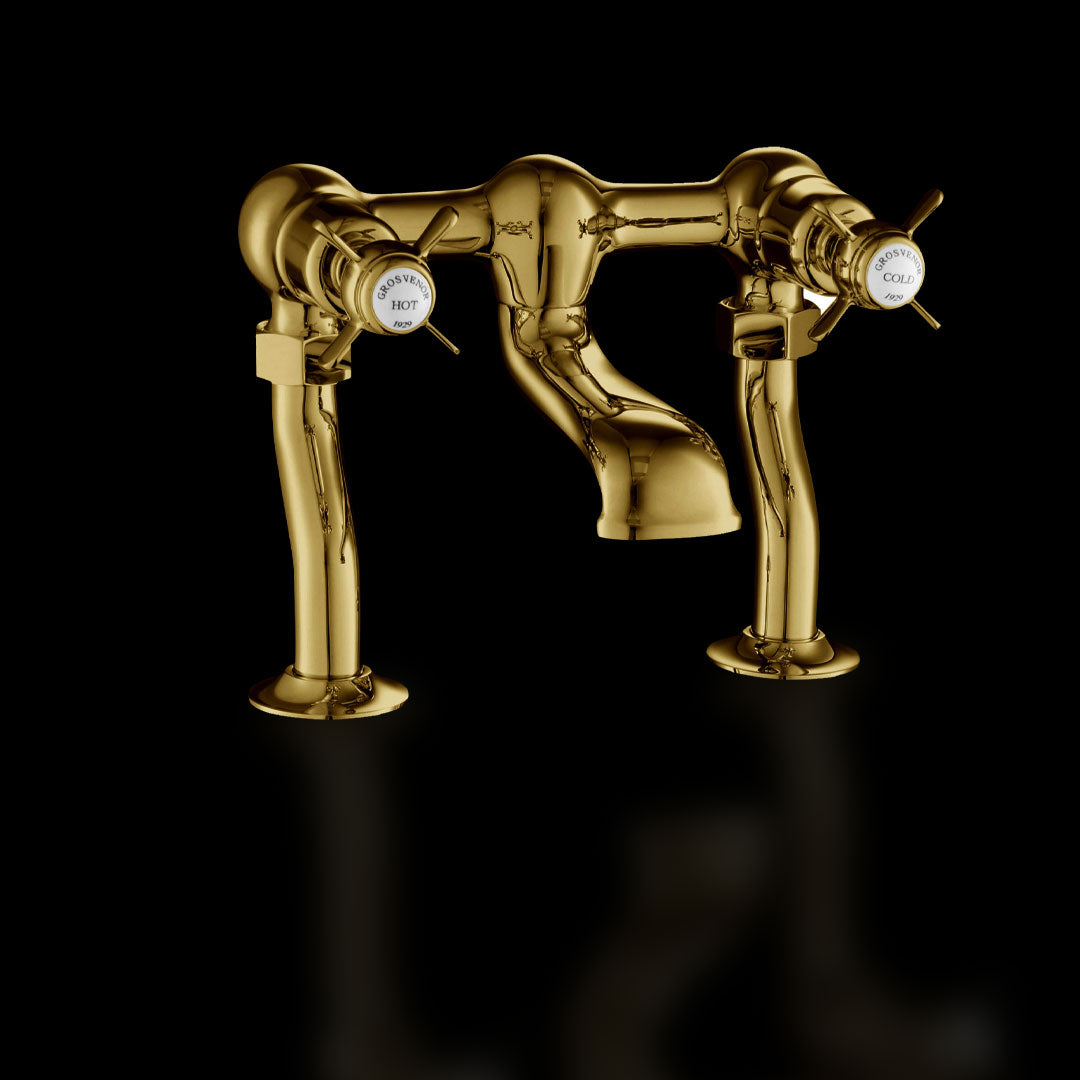 Chester Gold Pinch Deck Mounted Gold Bath Filler