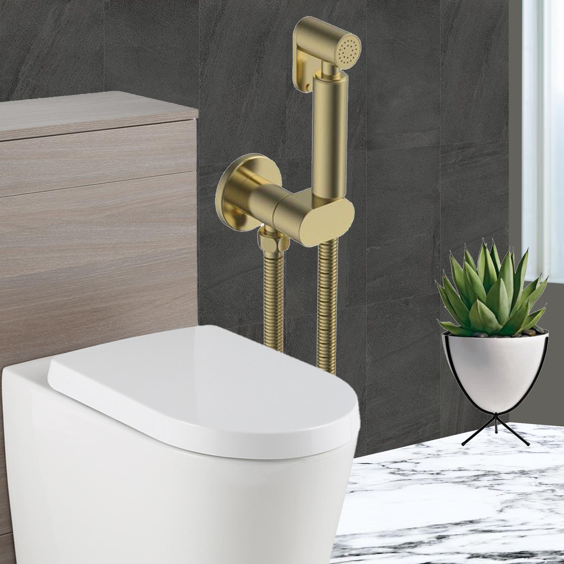 brushed brass douche kit