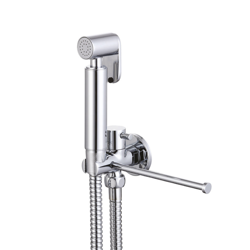 Douche Spray Kit with Built in Valve, Bracket and Toilet Paper Holder