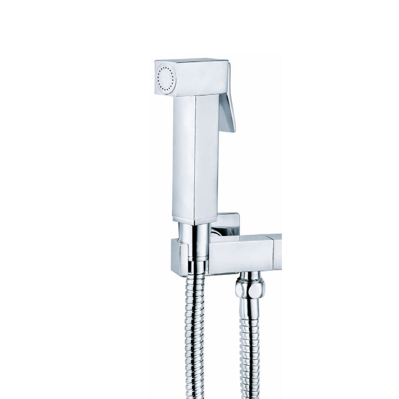 Square Douche Shower Kit with Built-in Valve and Bracket - Chrome Finish