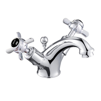 Traditional Deck Mounted Basin Mixer Tap with Pop Up Waste – Chrome Secondary image
