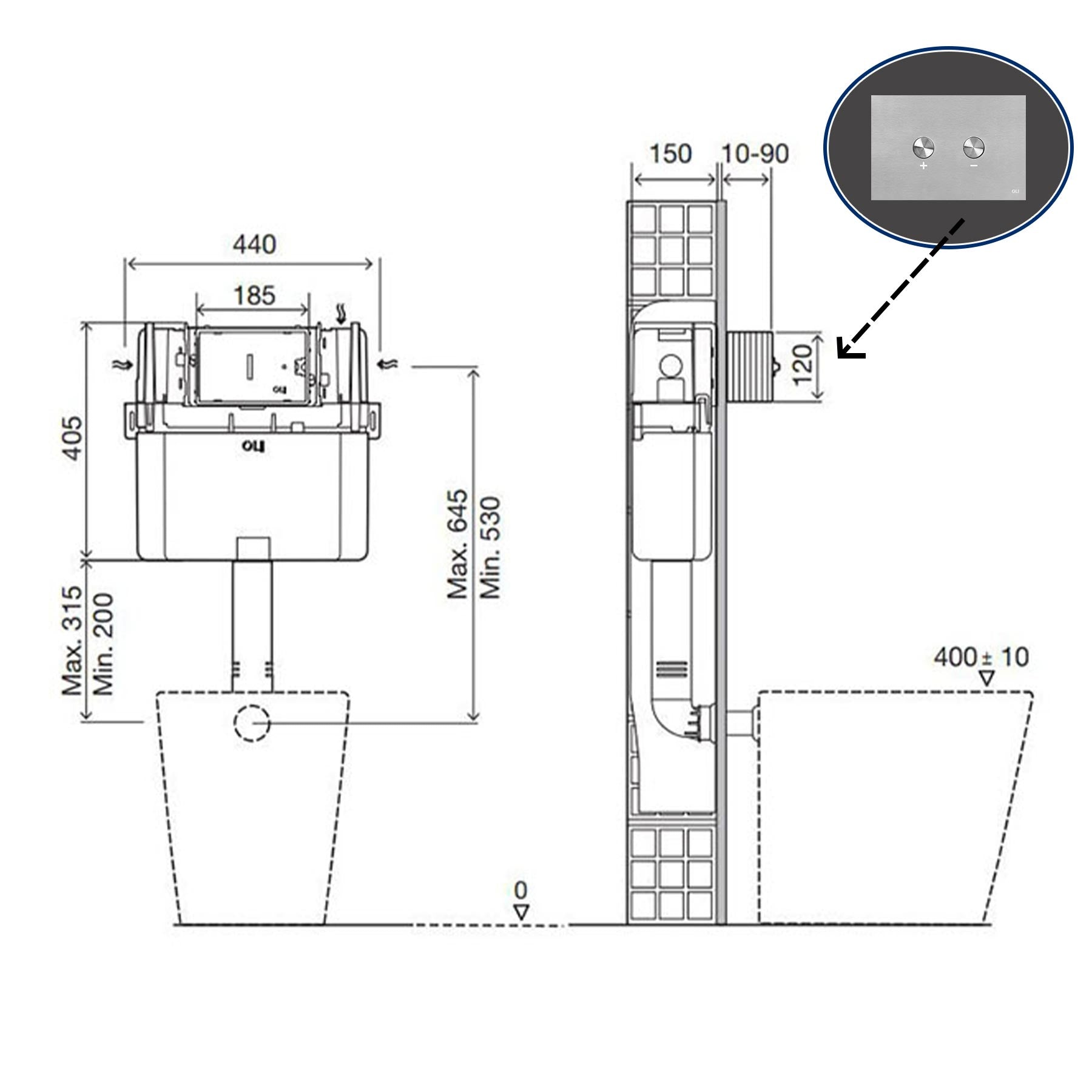 slimline concealed cistern 