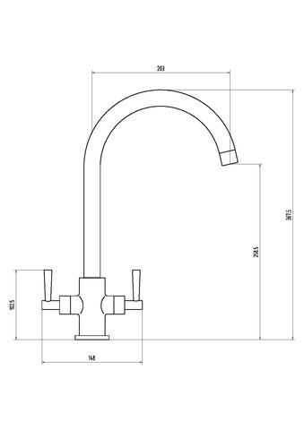 Mono kitchen tap Technical Drawing