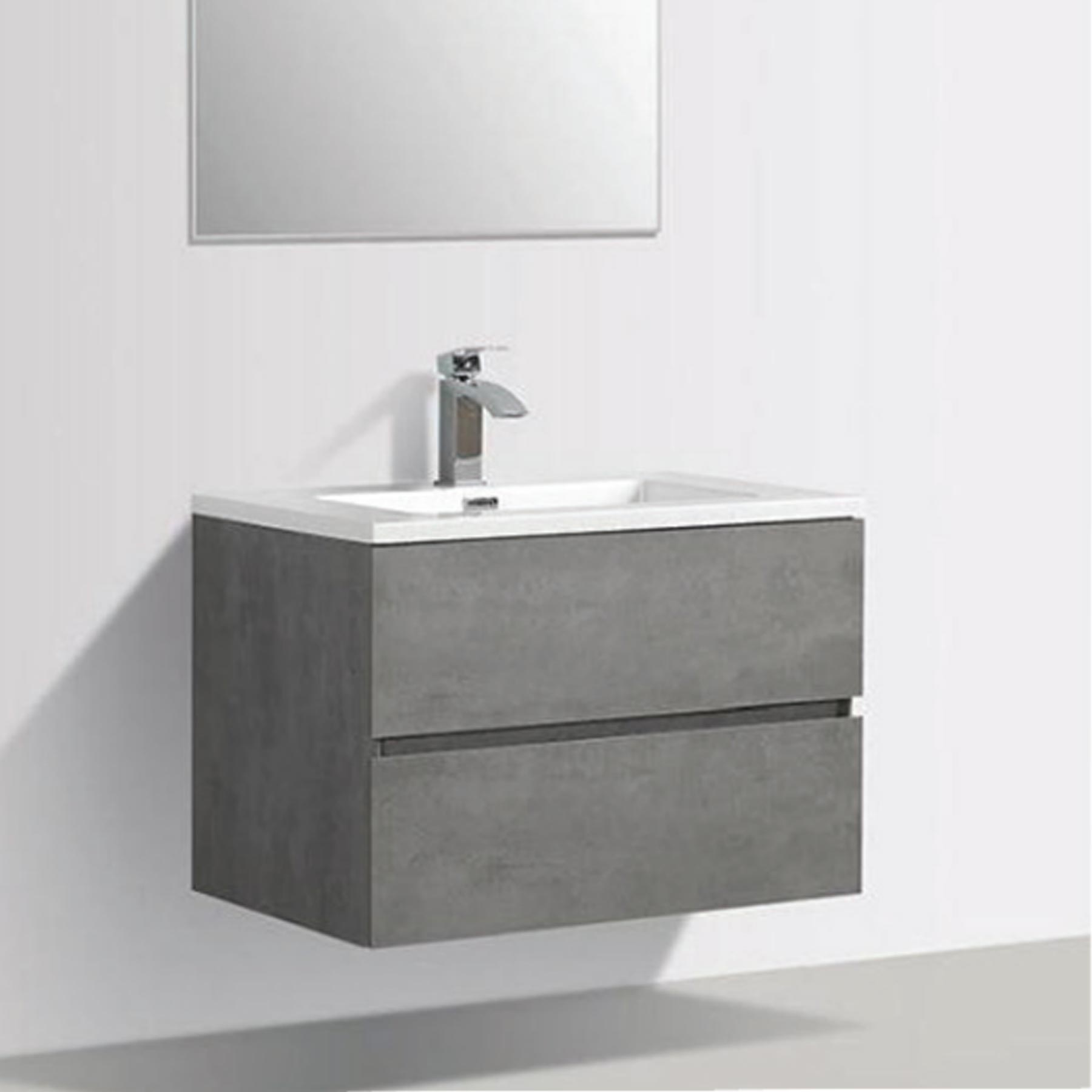 Stylish Ella Wall Hung Vanity Unit in Grey with Sturdy Ceramic Basin