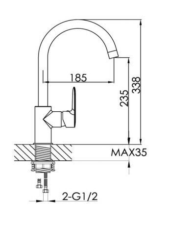 Kitchen Mixer Tap Technical Drawing