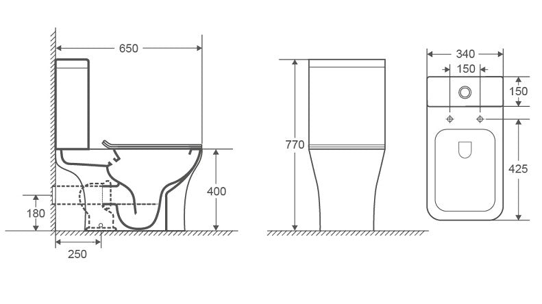 Close Coupled Toilet with Single Button UF Seat Cover 
