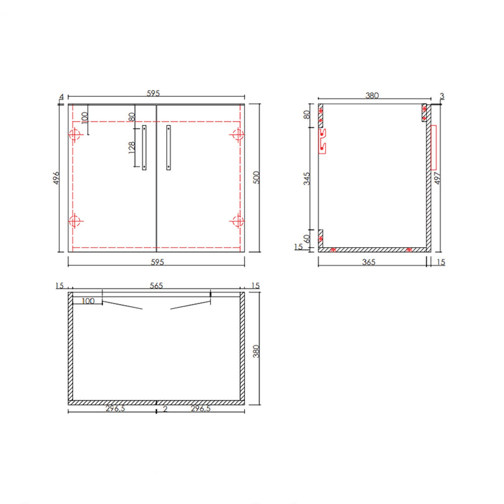 Free Standing Bathroom Cabinet - Dimension Image