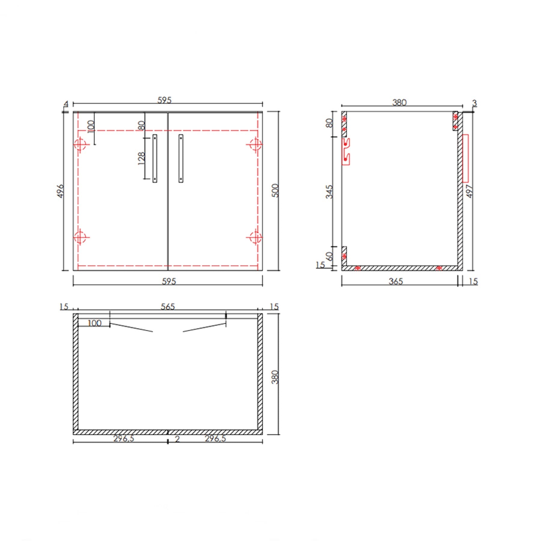 Free Standing Bathroom Cabinet - Dimension Image