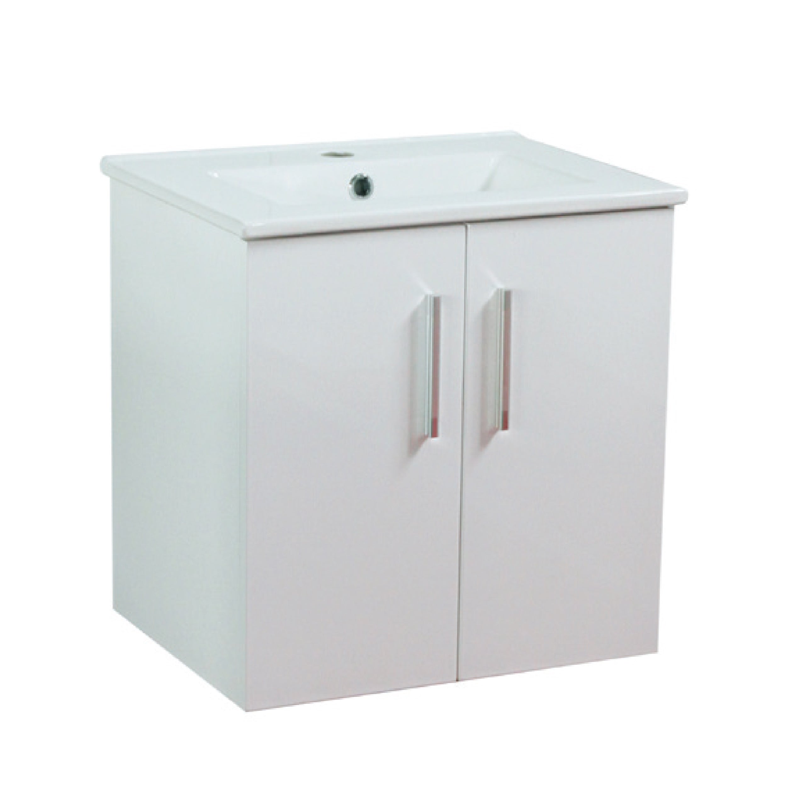 Flair Wall Hung Bathroom Vanity Units with Basin in Luxurious White Finish and Chrome Handles 