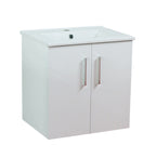 Flair Wall Hung Bathroom Vanity Units with Basin in Luxurious White Finish and Chrome Handles 