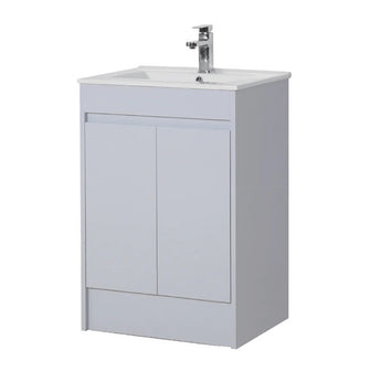 Floor Standing Vanity Unit with Ceramic Basin in Light Grey Finish Main image
