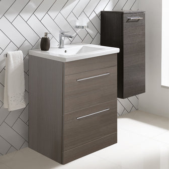 Grey floor standing bathroom cabinet with basin Main image