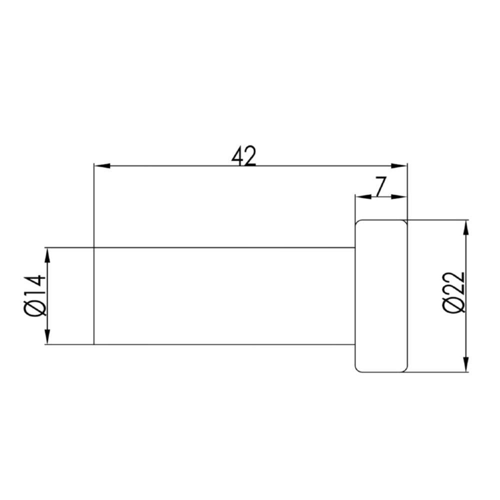 single robe hook technical drawing