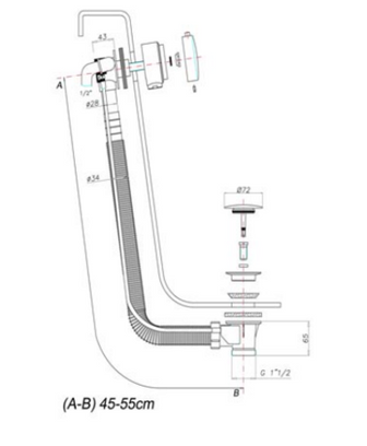 Freeflow Bath Filler With Pop-up Waste System ,60cm Secondary image