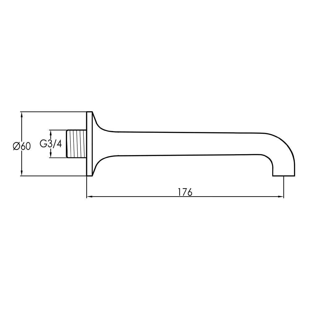 Chrome Bath Spout. Mounted on your wall over the bath