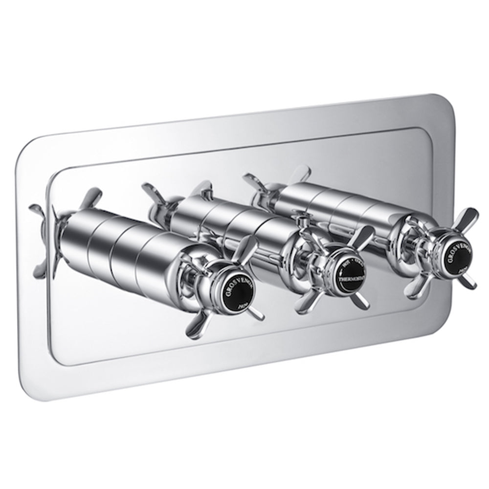 Sleek 2 Outlet Bathroom Valve - Modern Black Thermostatic Control Secondary image