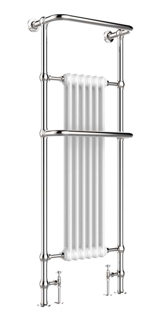 Traditional Heated Towel Rail with Two Overhanging Rails - Chrome Finish 1500mm X 574mm 703