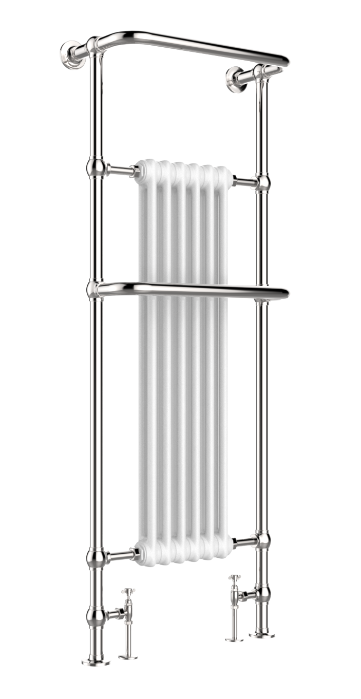Traditional Heated Towel Rail with Two Overhanging Rails - Chrome Finish 1500mm X 574mm