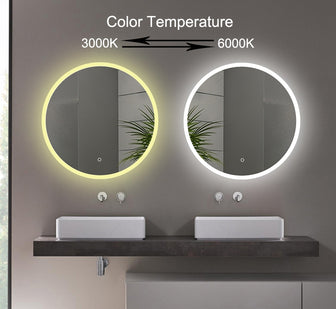 Illuminated Round Bathroom Mirror with Demister Pads - 600mm Main image