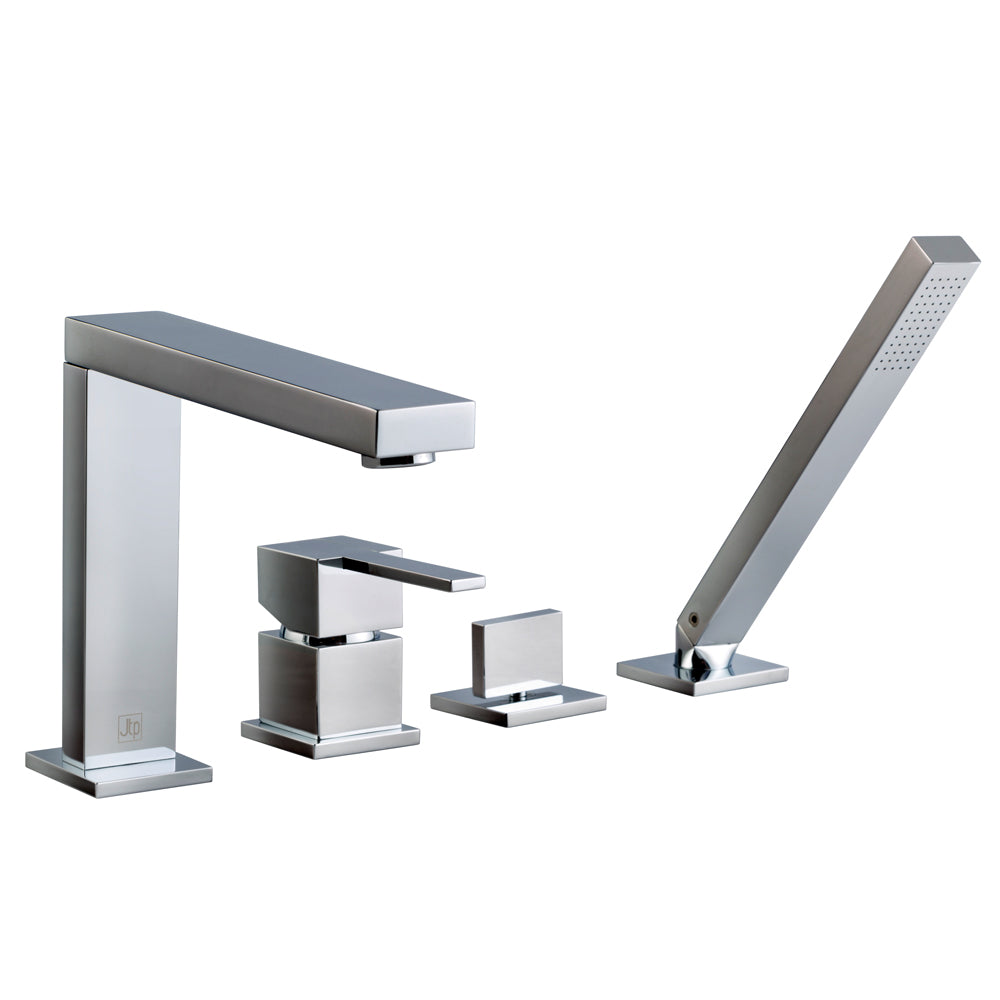 Gaia Chrome Single Lever 4-Hole Bath Shower Mixer with Pull-out Handset Main image