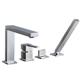 Gaia Chrome Single Lever 4-Hole Bath Shower Mixer with Pull-out Handset Main image