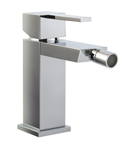 Square Bidet Mixer Tap with Pop Up Waste - Polished Chrome