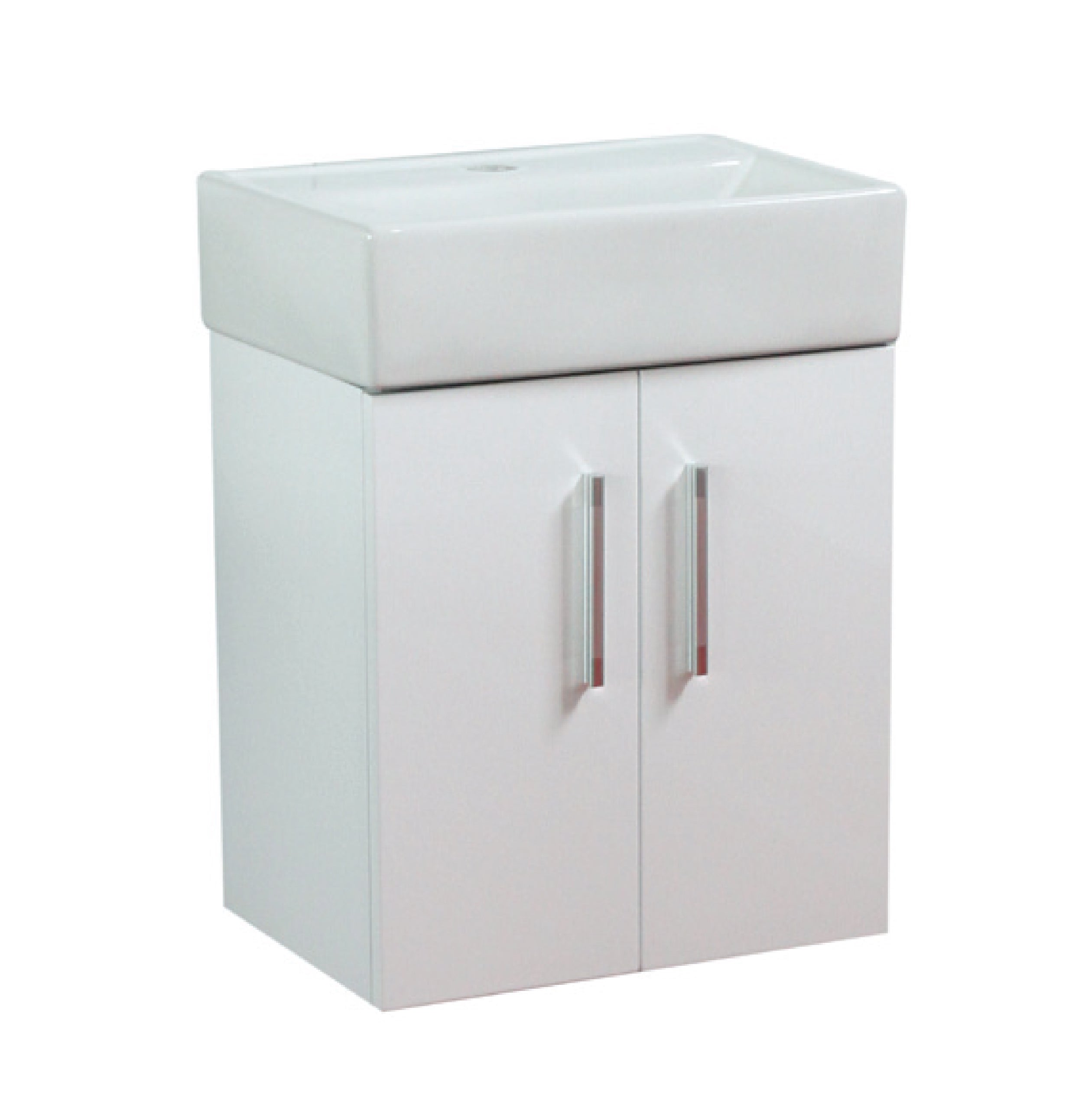 Glossy Floor Standing Bathroom Storage Cabinet in White with Chrome Handles and Soft Close Doors